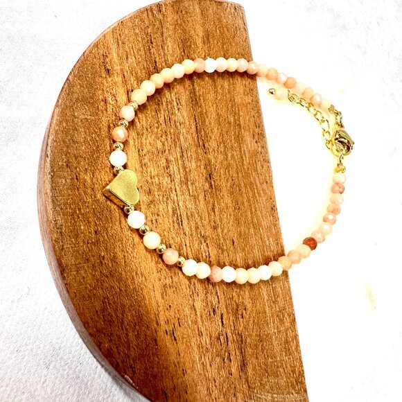 Pink Opal Bracelet with heart charm - Picture 4 of 5